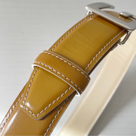 Gucci yellow patent leather square G logo leather small belt - Picture 4 of 9